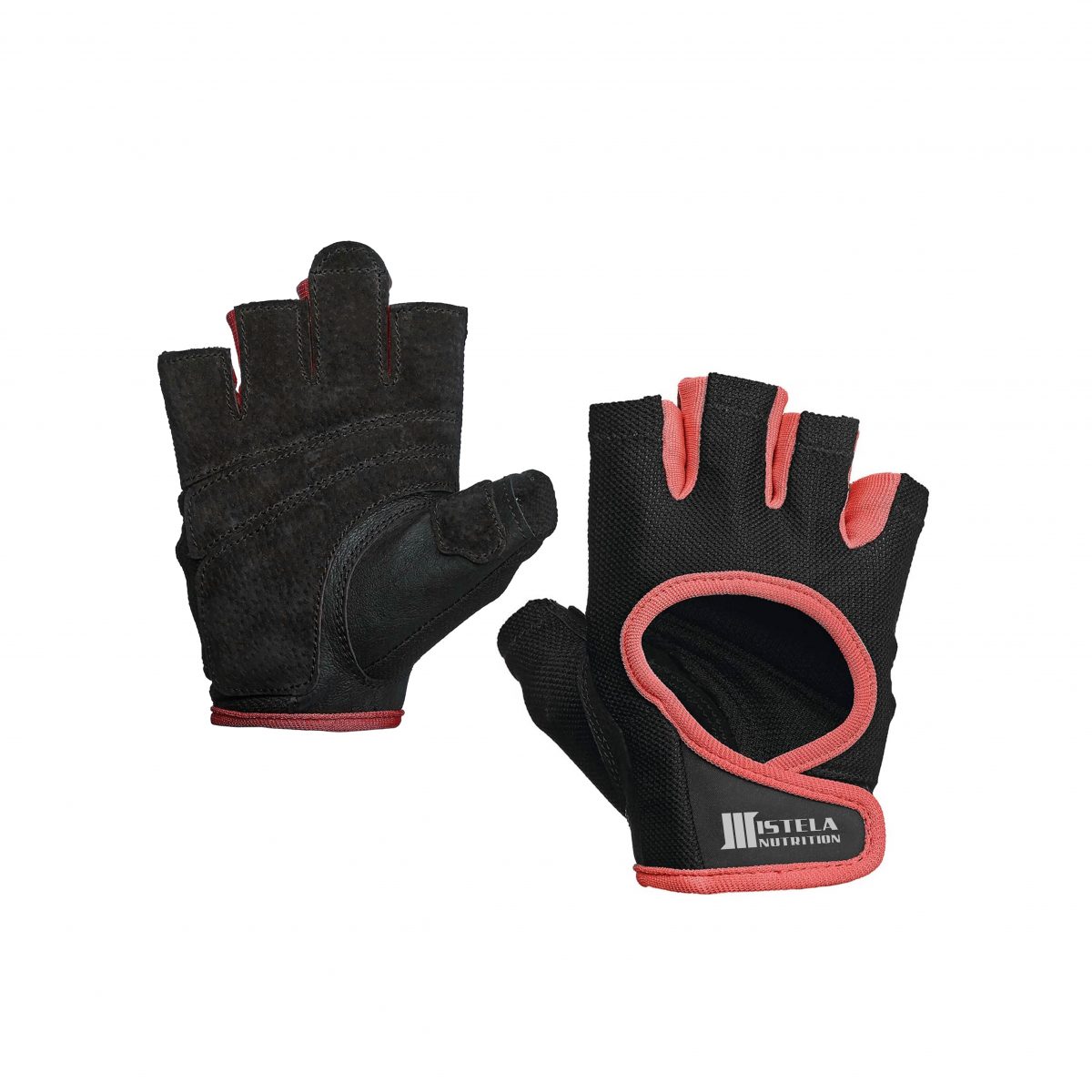 pink and black gloves